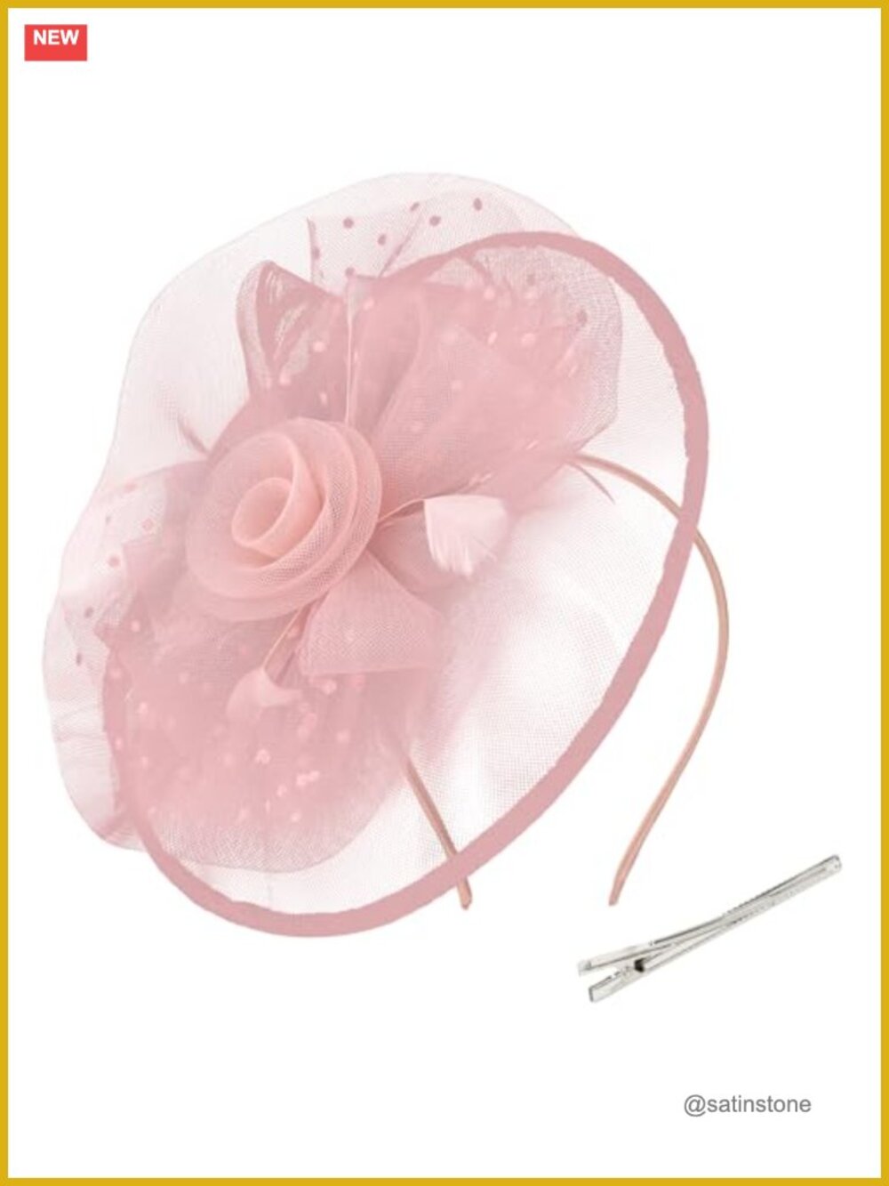 Women's Fascinator Headband Clip Tulle Rosette for Wedding Tea Party